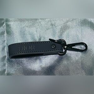 ✨Christian Dior Navy Blue Leather Key Holder Strap Matte Hardware (NWT Box)